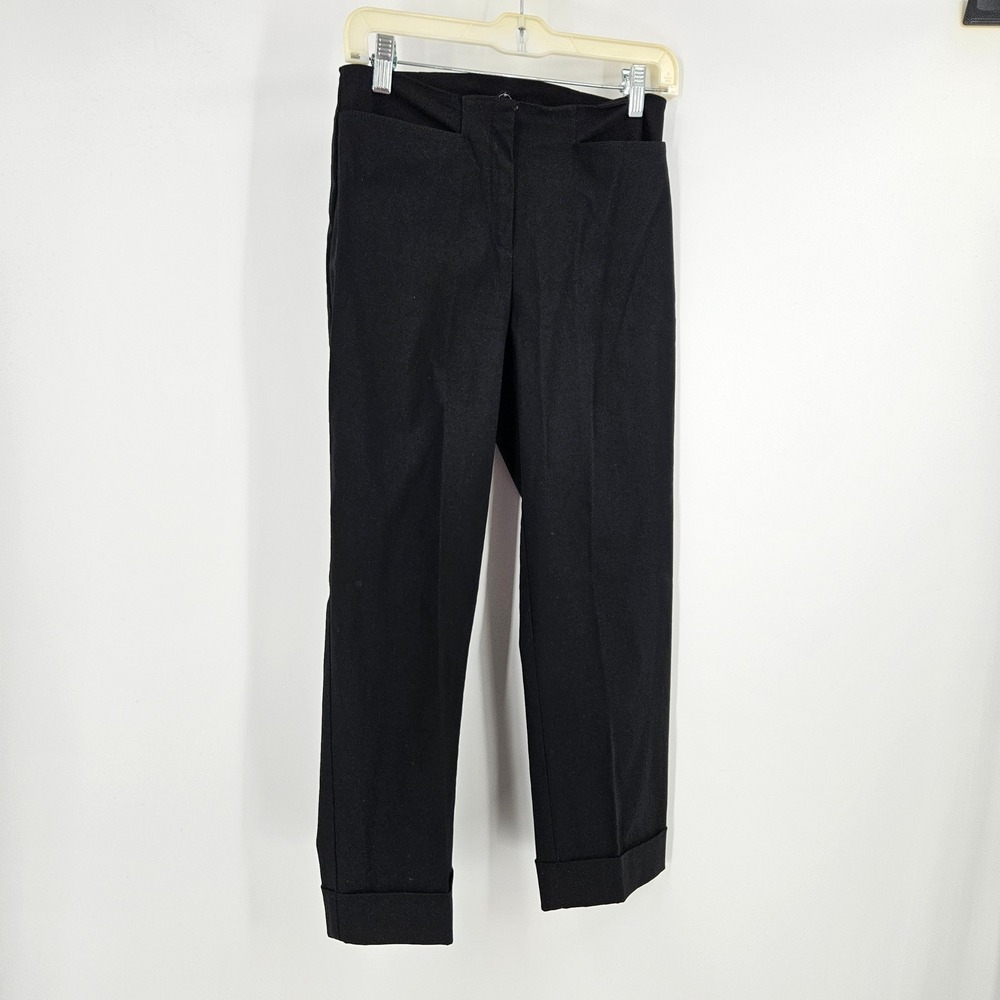 Avenue Montaigne Dress Pants Black Cuffed Ankle Straight Leg Cropped USA Size 6